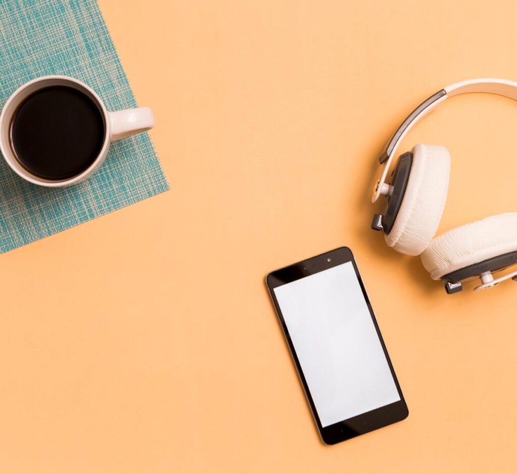 Beach Girl Podcasting With Coffee