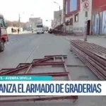 Avanzan trabajos de armado de graderías en la ciudad