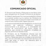 GOBIERNO ACLARA QUE EL MINISTERIO DE MINERÍA Y METALURGIA SE MANTIENE COMO PARTE DEL GABINETE