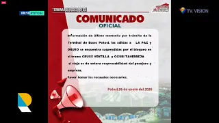 SUSPENDEN VIAJES A LA PAZ Y ORURO DESDE LA TERMINAL DE BUSES DE POTOSÍ POR BLOQUEOS