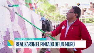 PINTADO DEL MURO “BIENVENIDOS A POTOSÍ, CIUDAD PATRIMONIAL” EN LA ZONA SAN ROQUE