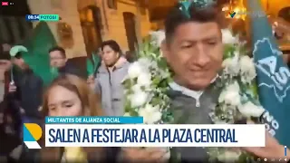Partidarios de René Joaquino salen a festejar en Potosí tras resultados preliminares